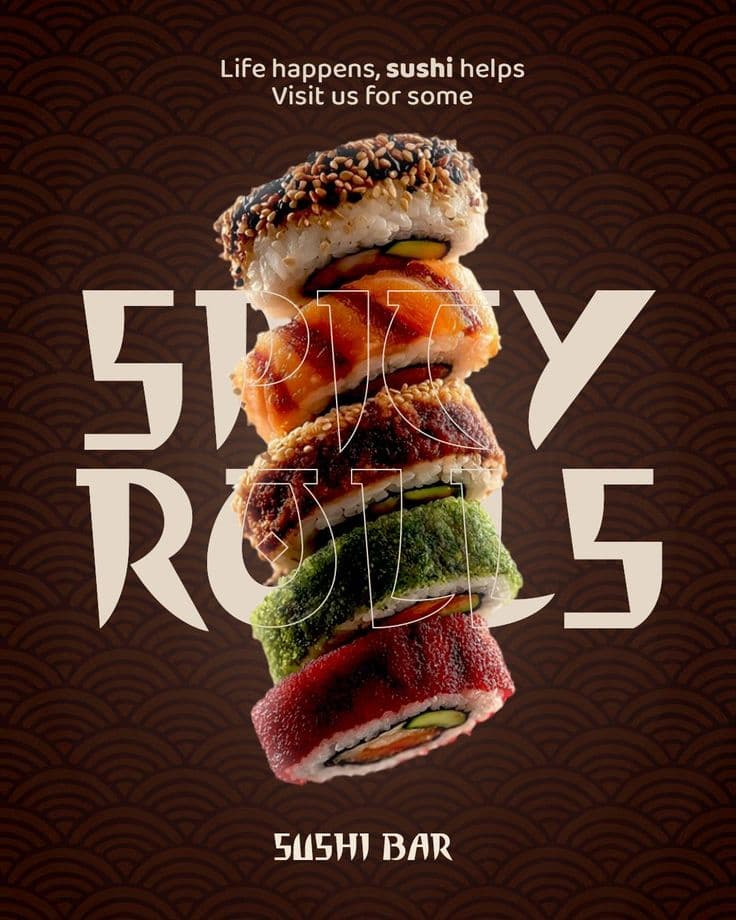 Spicy Sushi Rolls Poster Design project image